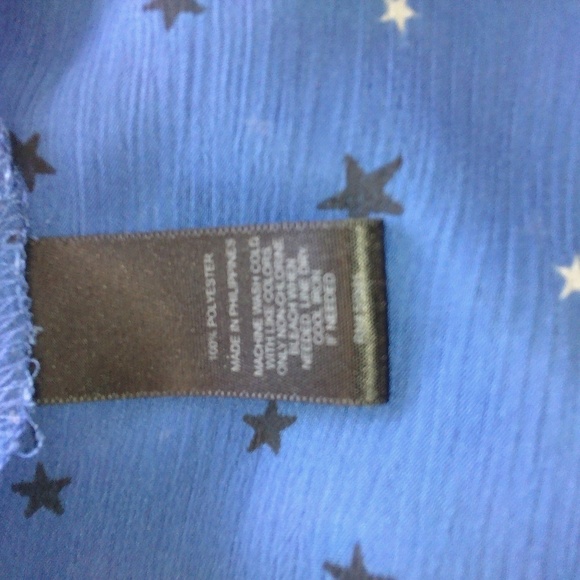 Express Sheer Long Sleeve Blue with Star Print Size Small Petite - Picture 8 of 8